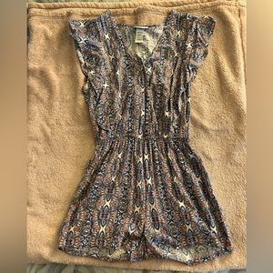 Joe B paisley shorts romper with tie waist